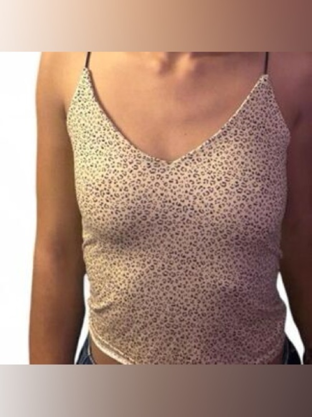 gaze Beige Leopard Print V-Neck Cami Top